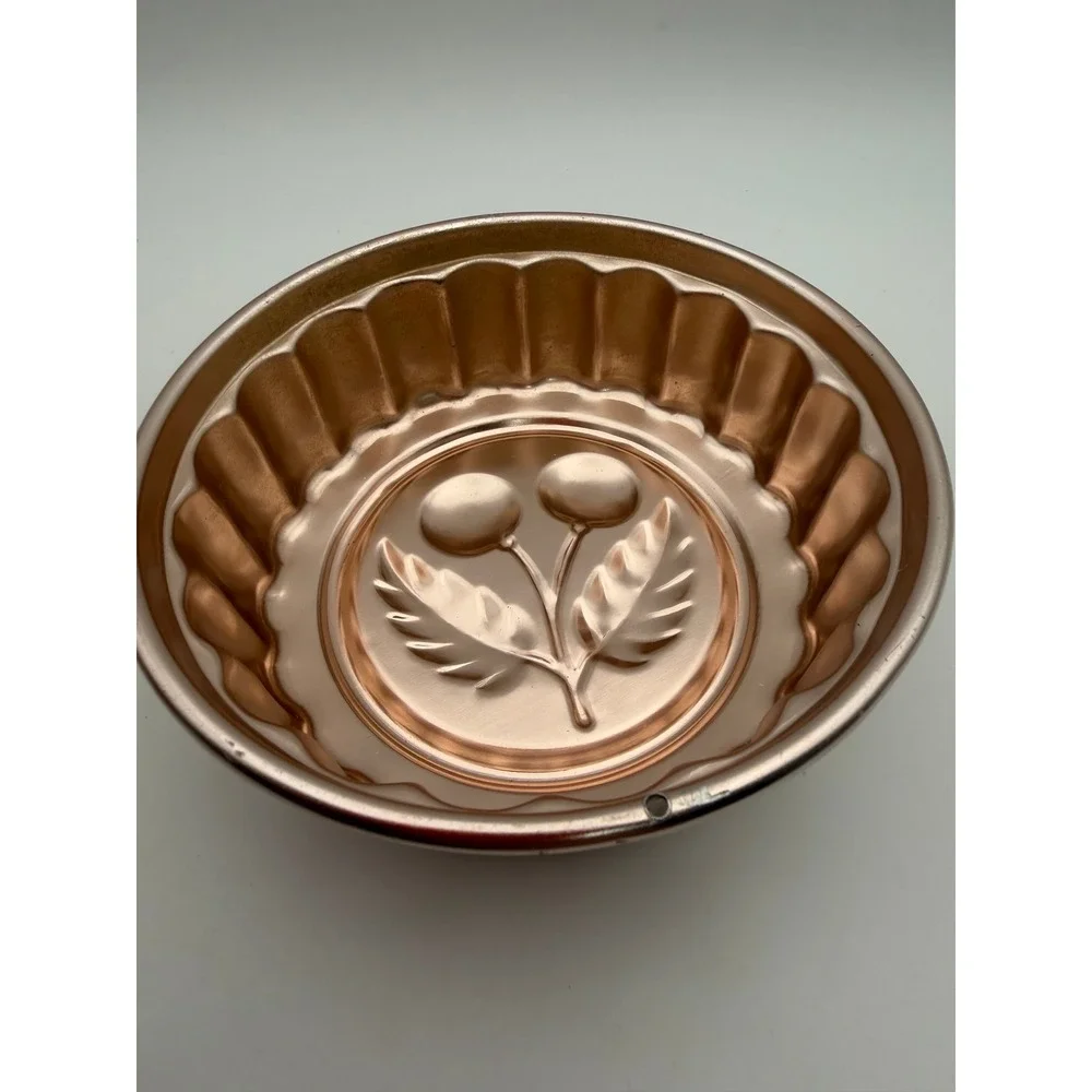 Vintage Copper Aluminum Jello Mold Set Pineapple Cherry Acorn Scalloped 3pc